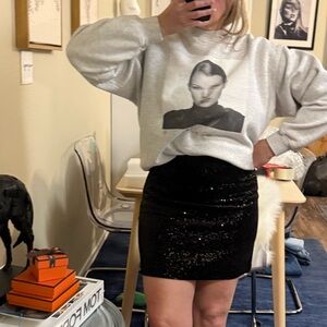 ZARA SEQUINS BLACK MINI SKIRT